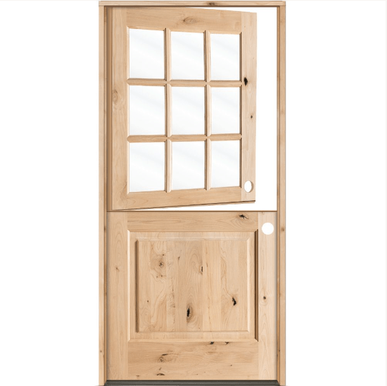 Modern Farmhouse Knotty Alder 9 Lite Exterior Dutch Door - Krosswood