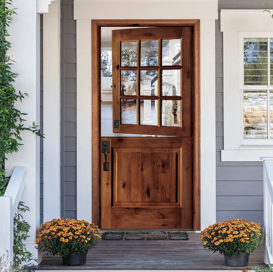Modern Farmhouse Knotty Alder 9 Lite Exterior Dutch Door - Krosswood