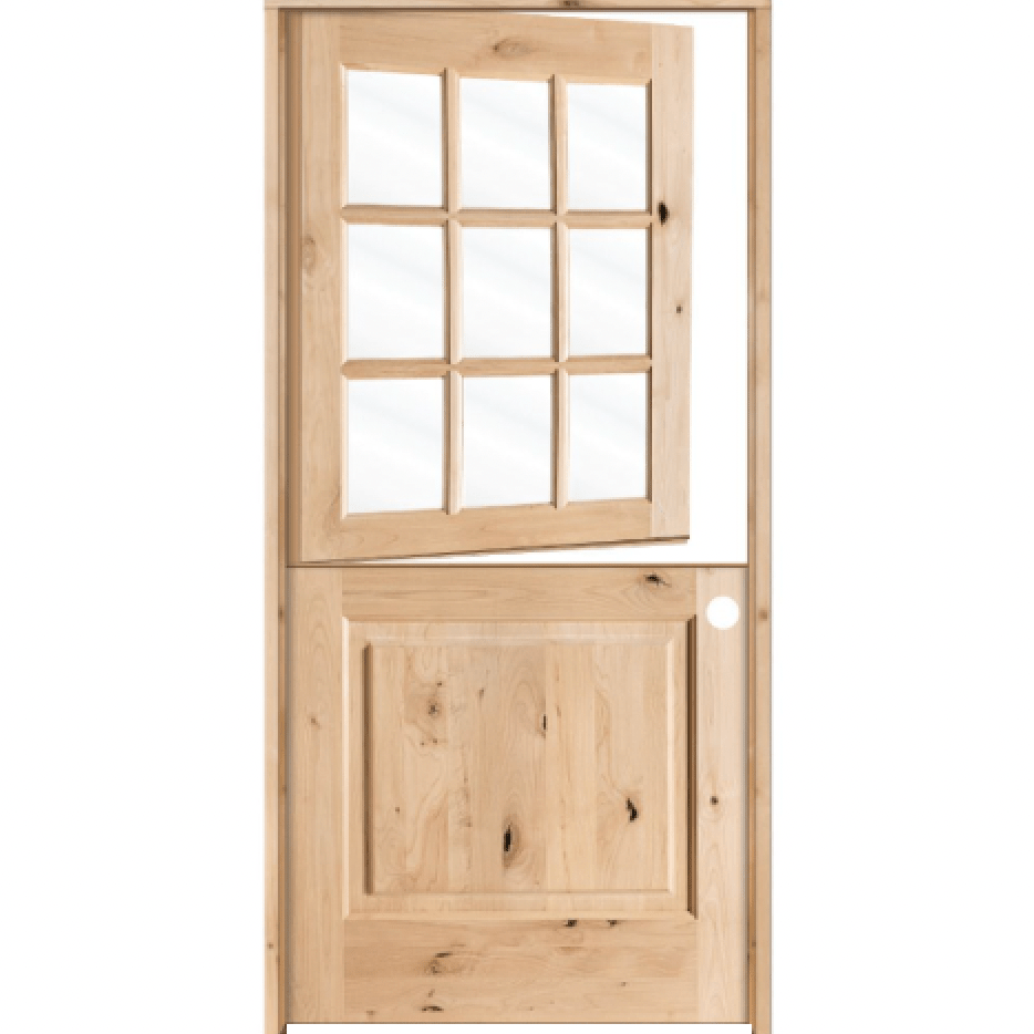 Modern Farmhouse Knotty Alder 9 Lite Glass Interior Dutch Door - Krosswood