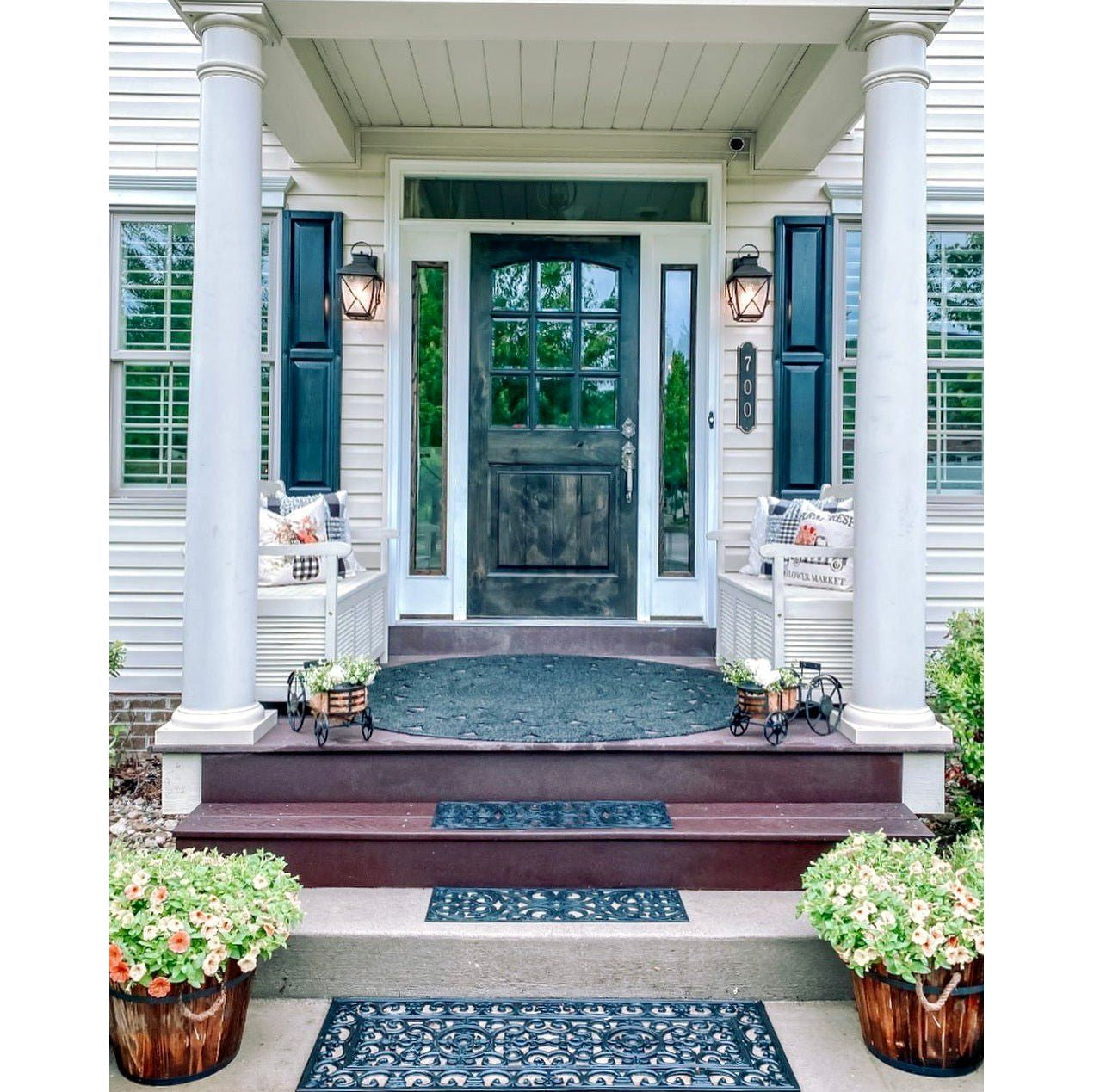 Modern Farmhouse Knotty Alder Clear Glass Arch Top Exterior Door - Krosswood