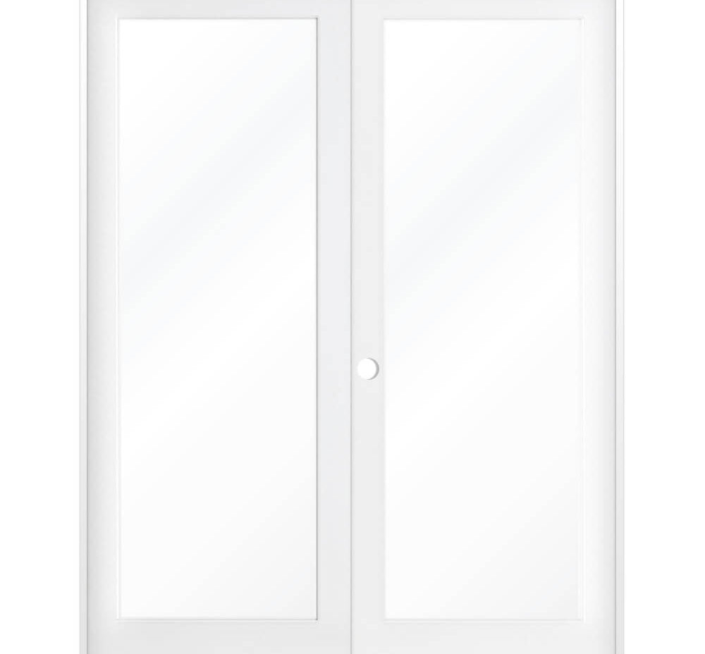Modern Full Lite Clear Glass Window Interior Double Door - Krosswood