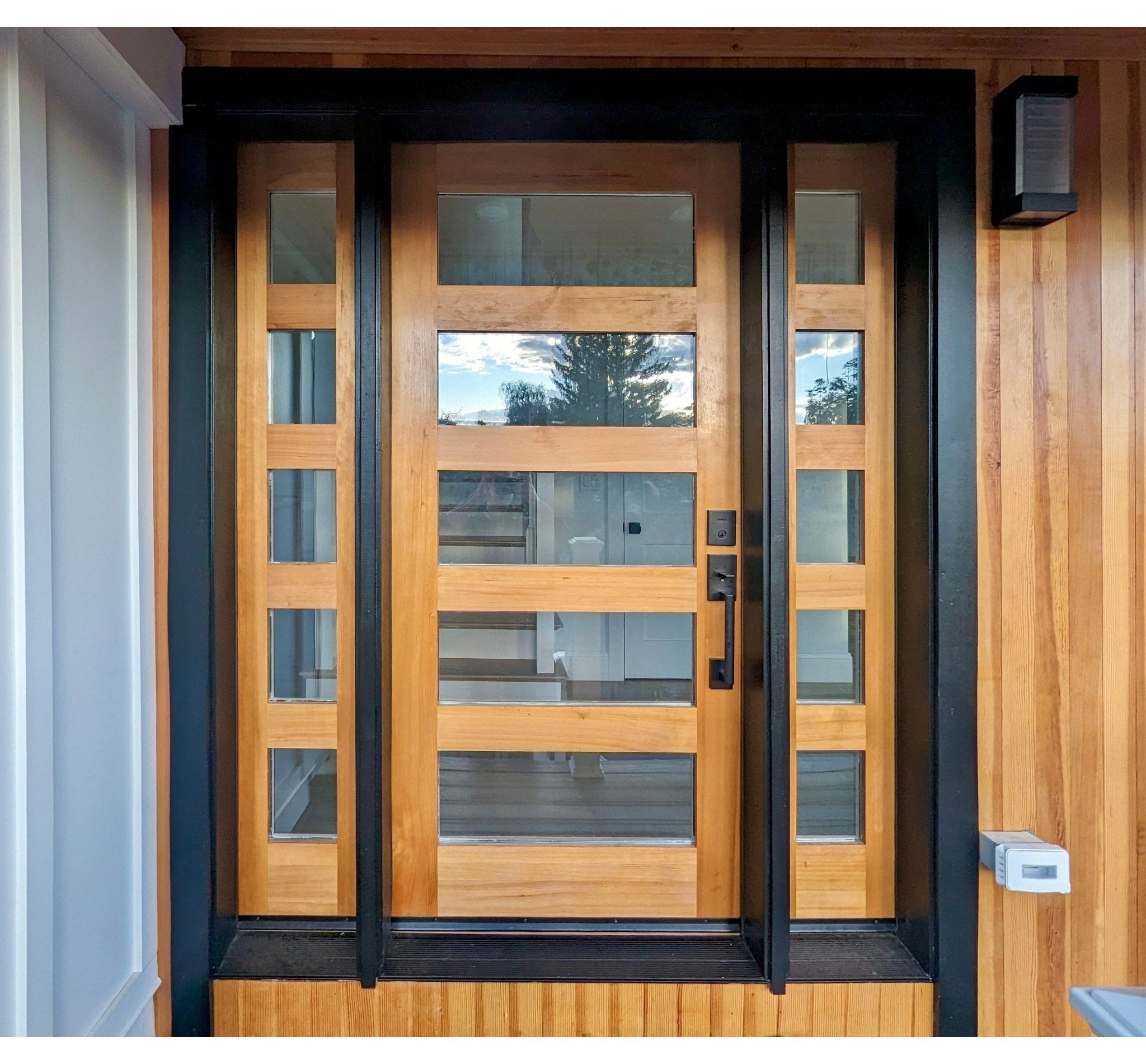 Modern Hemlock 5 Lite Clear Glass Window Exterior Door - Krosswood