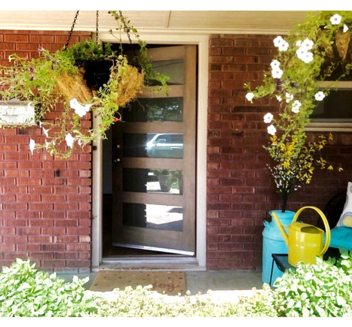 Modern Hemlock 5 Lite Clear Glass Window Exterior Door - Krosswood