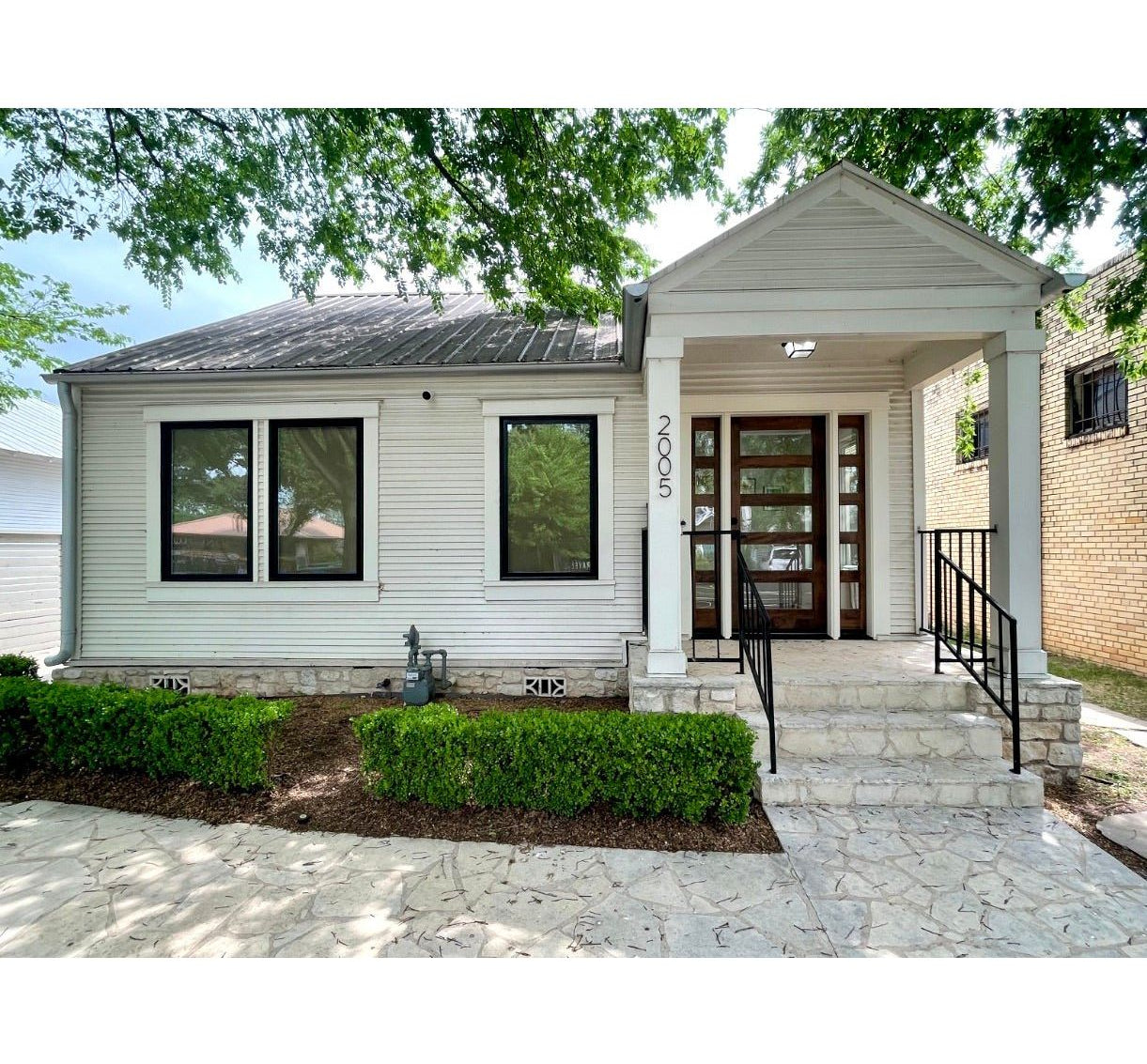 Modern Hemlock 5 Lite Clear Glass Window Exterior Door - Krosswood