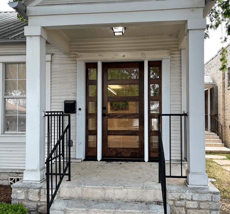 Modern Hemlock 5 Lite Clear Glass Window Exterior Door - Krosswood