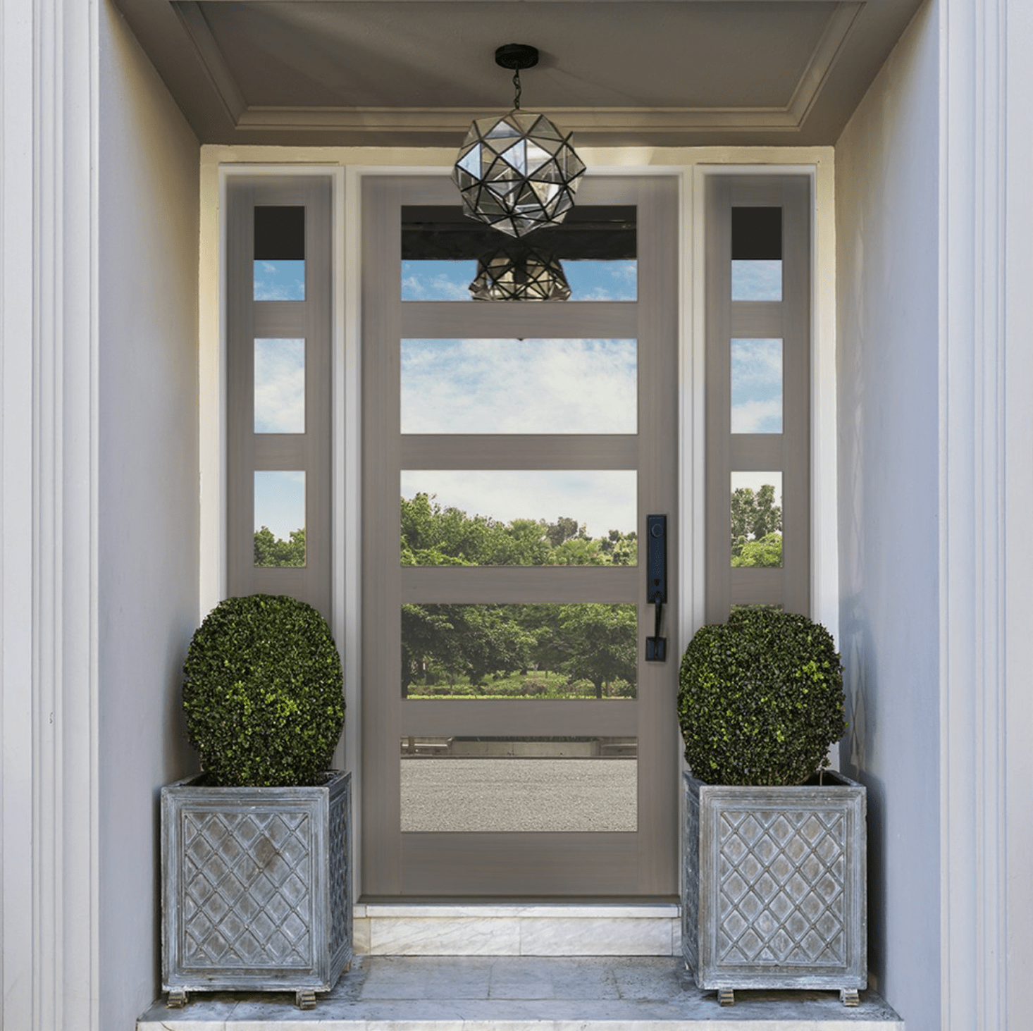 Modern Hemlock 5 Lite Clear Glass Window Exterior Door - Krosswood