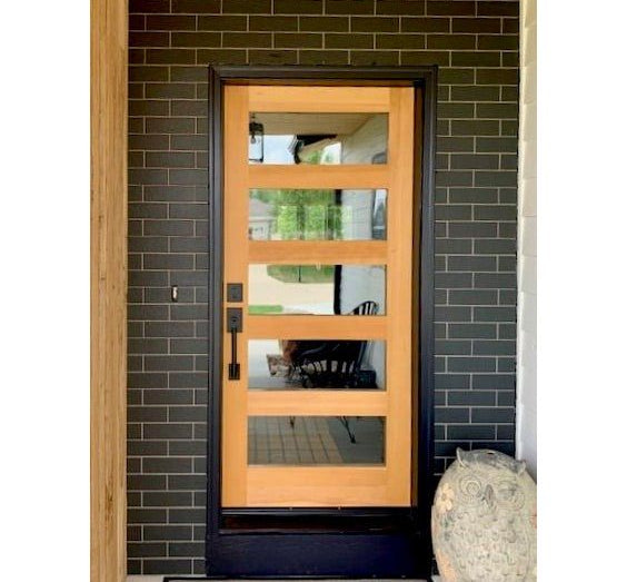Modern Hemlock 5 Lite Clear Glass Window Exterior Door - Krosswood