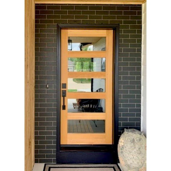 Modern Hemlock 5 Lite Clear Glass Window Exterior Door - Krosswood