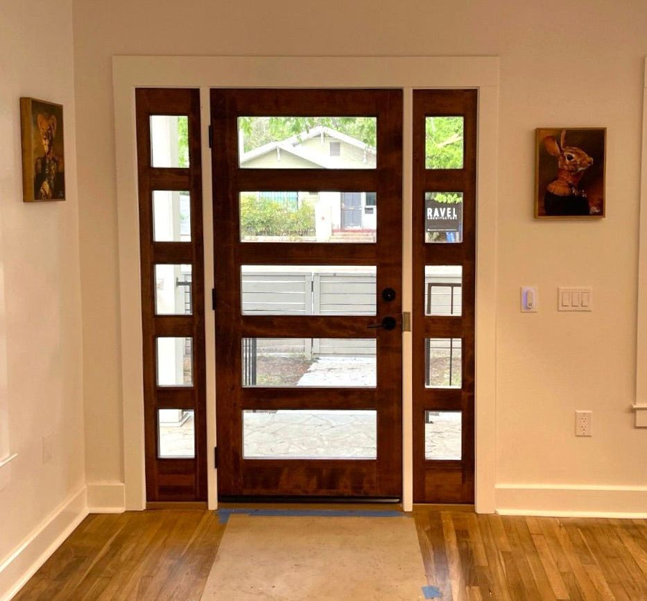 Modern Hemlock 5 Lite Clear Glass Window Exterior Door - Krosswood