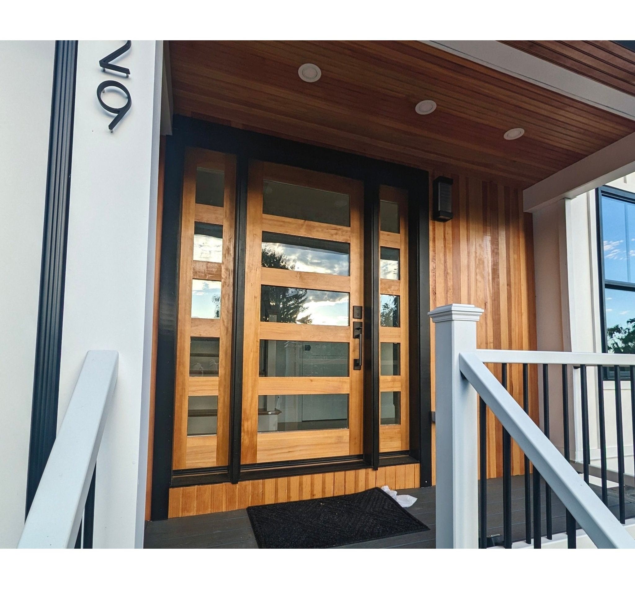 Modern Hemlock 5 Lite Clear Glass Window Exterior Door - Krosswood