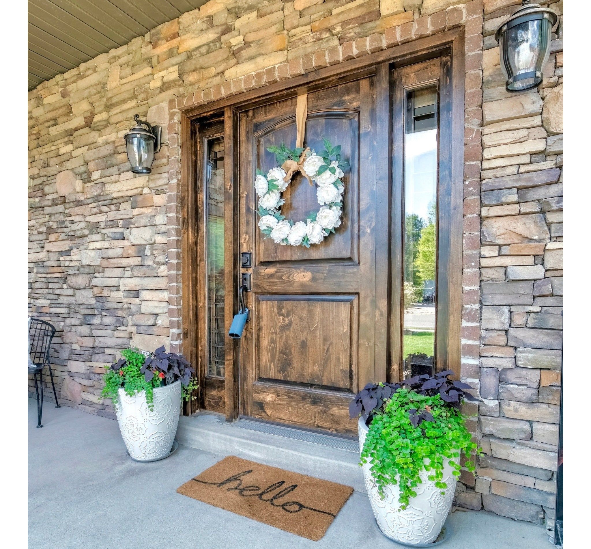 Rustic Knotty Alder 2 Panel Arch Top Exterior Door - Krosswood