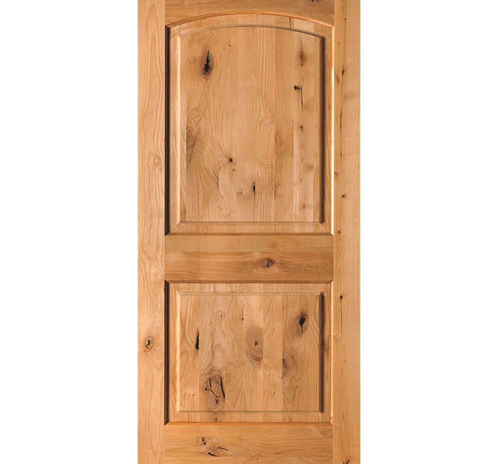 Rustic Knotty Alder 2 Panel Arch Top Exterior Door - Krosswood