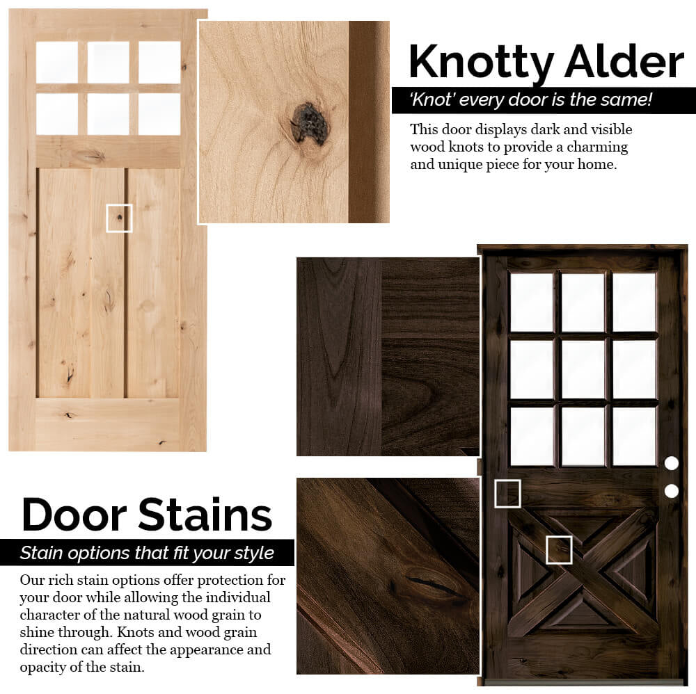 Rustic Knotty Alder 2 Panel Arch Top Exterior Door - Krosswood