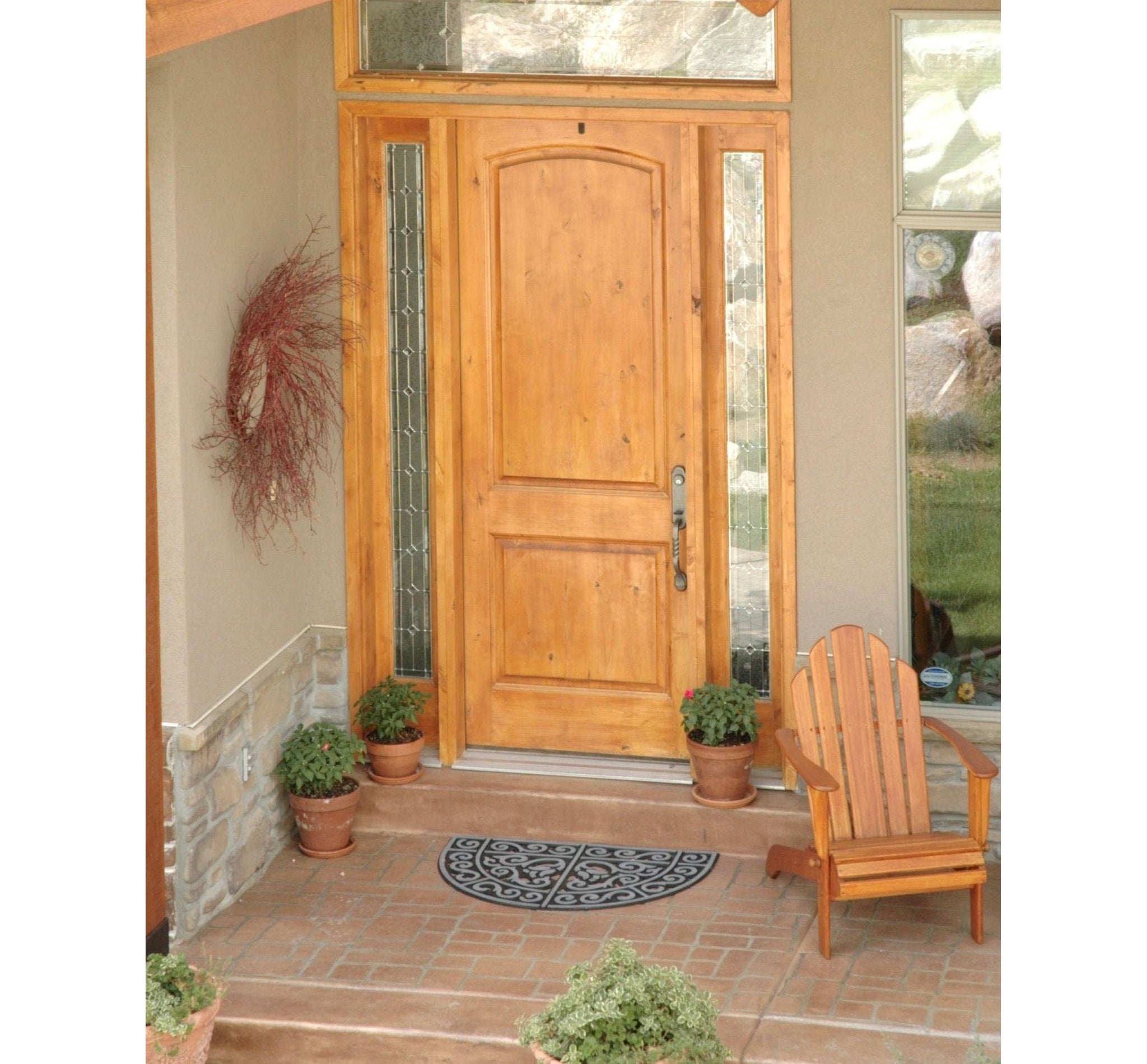Rustic Knotty Alder 2 Panel Arch Top Exterior Door - Krosswood
