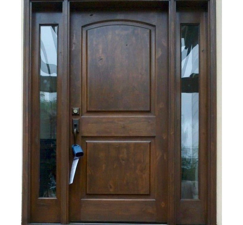 Rustic Knotty Alder 2 Panel Arch Top Exterior Door - Krosswood