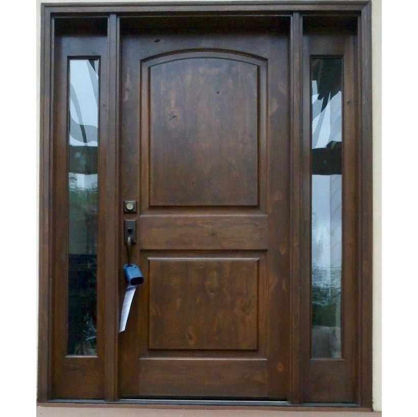 Rustic Knotty Alder 2 Panel Arch Top Exterior Door - Krosswood