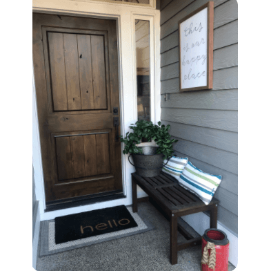 Rustic Knotty Alder 2 Panel Square Top V-Groove Exterior Door - Krosswood