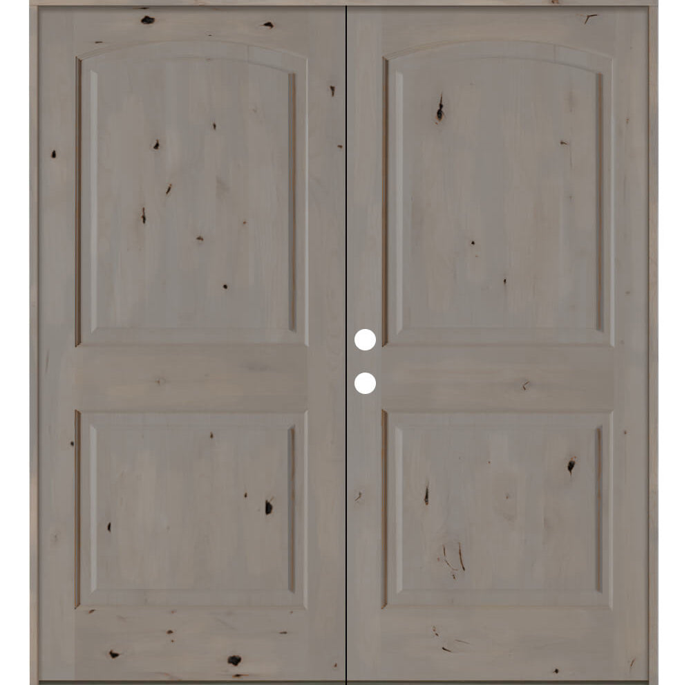 Rustic Knotty Alder Arch Top Exterior Double Door - Krosswood