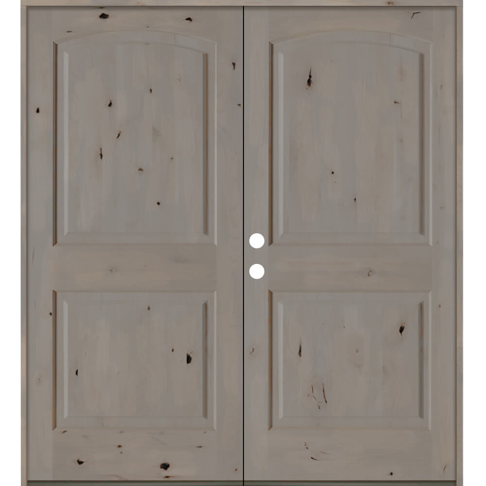 Rustic Knotty Alder Arch Top Exterior Double Door - Krosswood