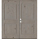 Rustic Knotty Alder Arch Top Exterior Double Door - Krosswood