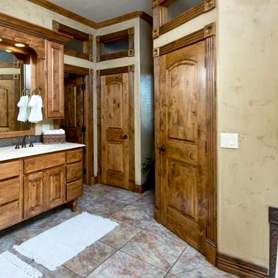 Rustic Knotty Alder Arch Top Interior Door - Krosswood