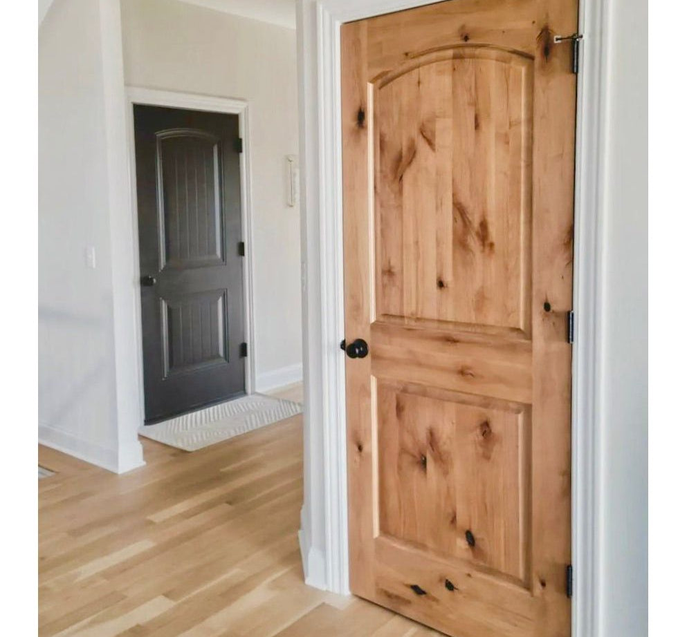 Rustic Knotty Alder Arch Top Interior Door - Krosswood