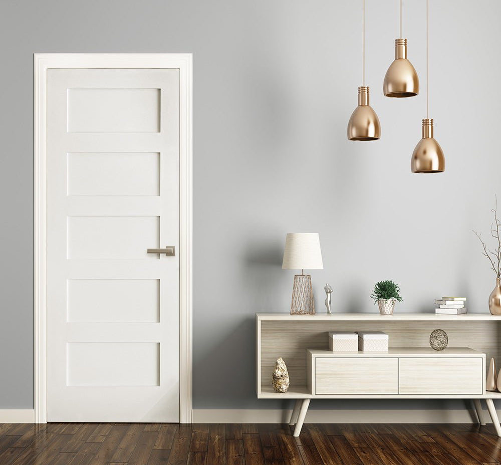 Shaker 5 Panel Primed MDF Interior Door - Krosswood