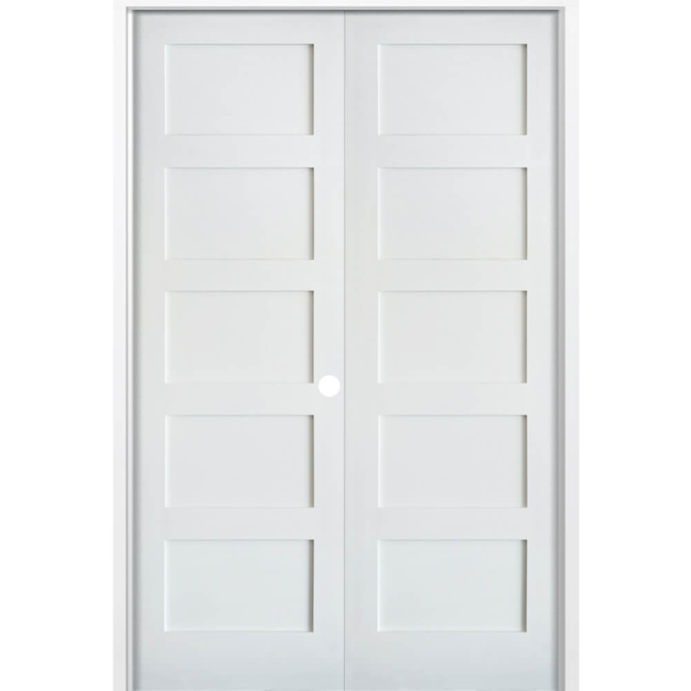 Shaker MDF 5 Panel Interior Double Door - Krosswood