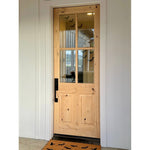 Farmhouse Knotty Alder Wood 4 Lite Glass Window Front Door