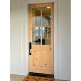 Farmhouse Knotty Alder Wood 4 Lite Glass Window Front Door