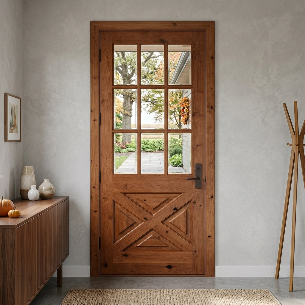 ガラス扉900x350x1200 Fiberglass 6 Lite Clear Glass Window Wood-Like Front Door