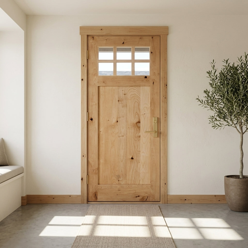 Craftsman Knotty Alder 6 Lite Glass Solid Wood Entry Door
