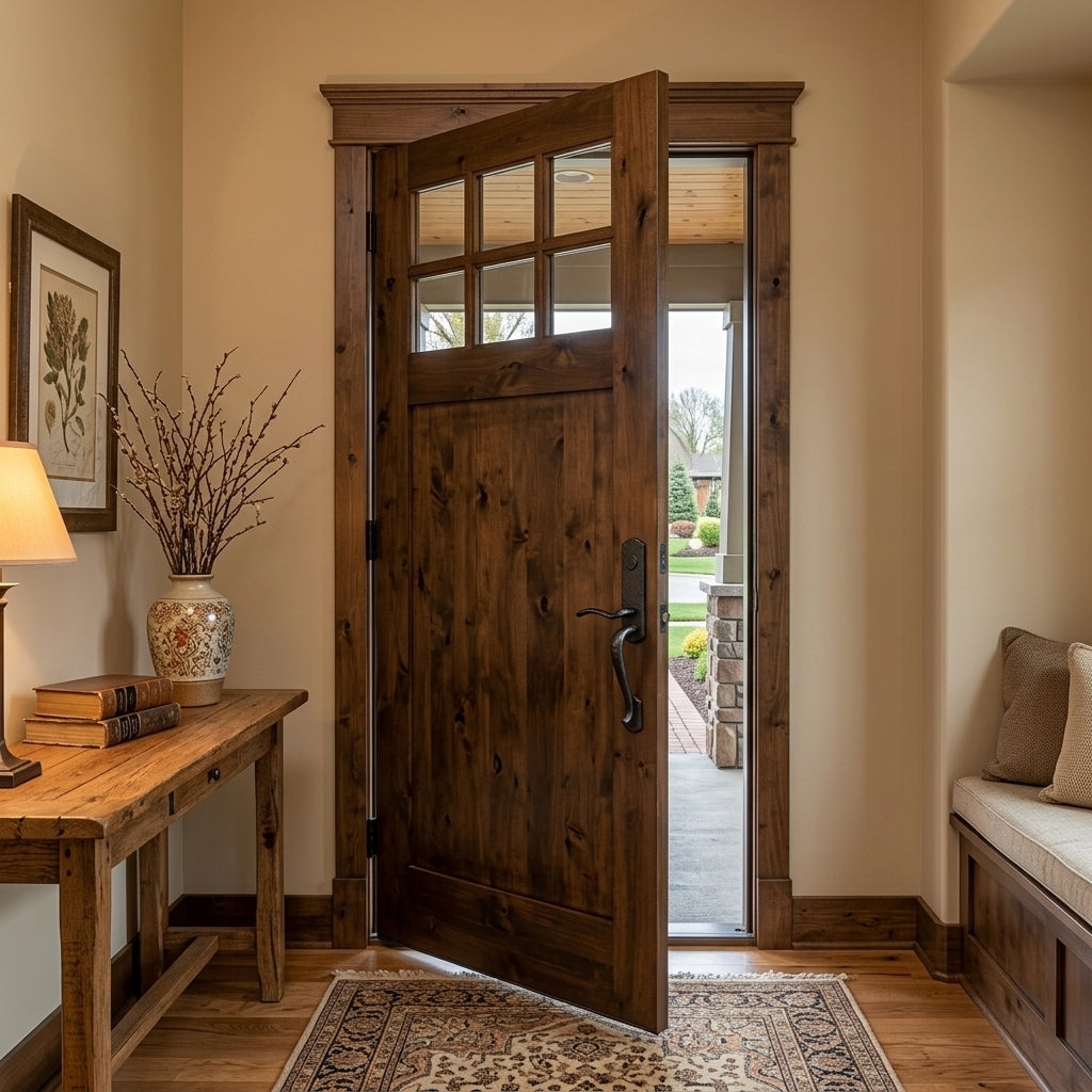 Craftsman Knotty Alder 6-Lite Clear Glass Exterior Door
