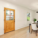 Farmhouse Knotty Alder Wood 4 Lite Glass Window Front Door