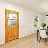 Farmhouse Knotty Alder Wood 4 Lite Glass Window Front Door