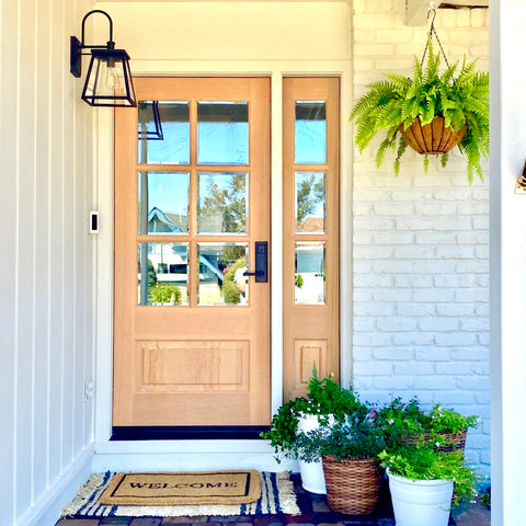 Modern Farmhouse 6 Lite Glass Window Hemlock Wood Front Door