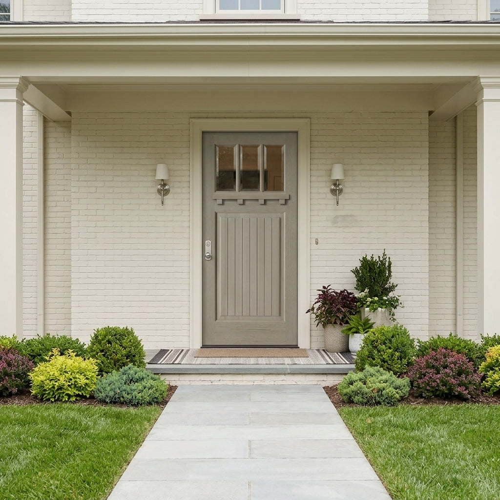 Krosswood Craftsman 3-Lite Hemlock Wood Front Door with Dentil