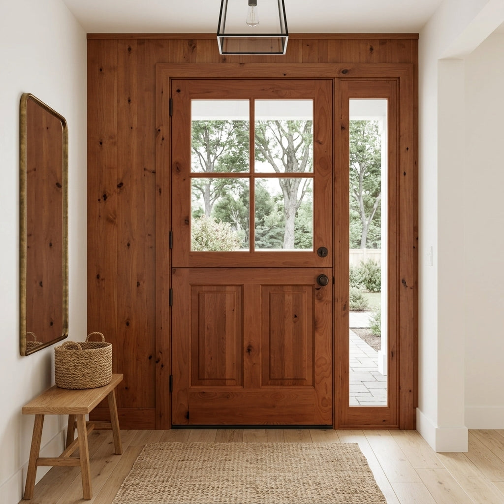 Modern Farmhouse Knotty Alder 4-Lite Exterior Dutch Door