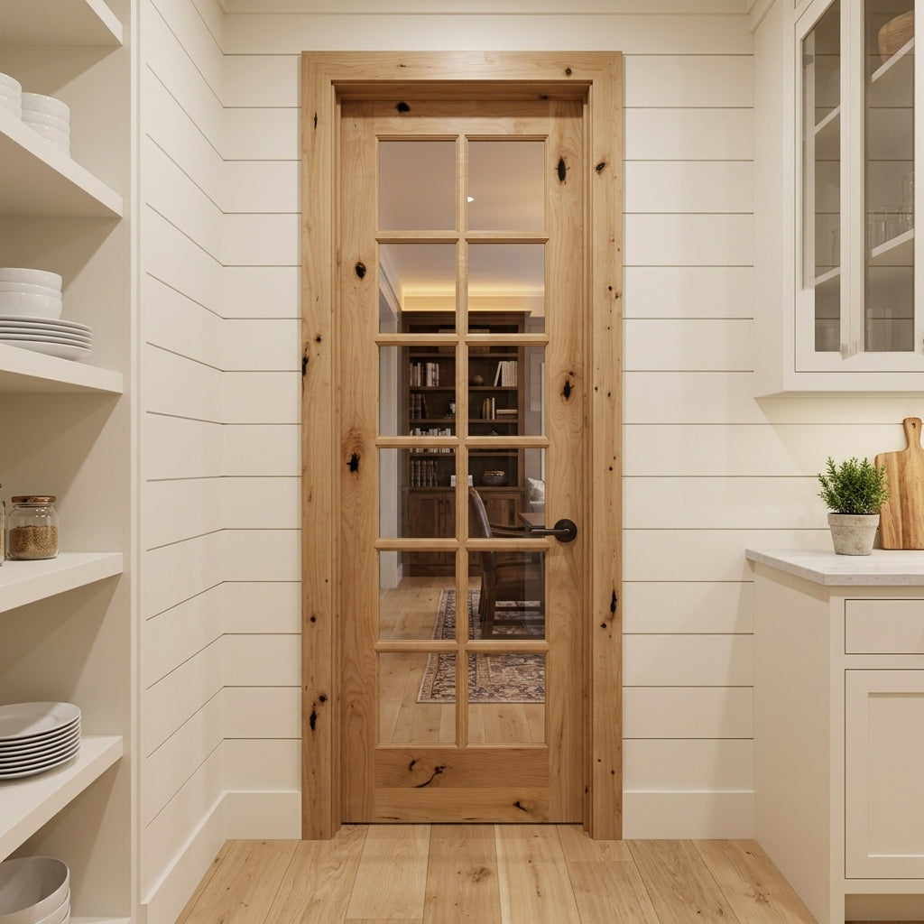 French Knotty Alder 12-Lite Clear Glass Interior Door | Krosswood