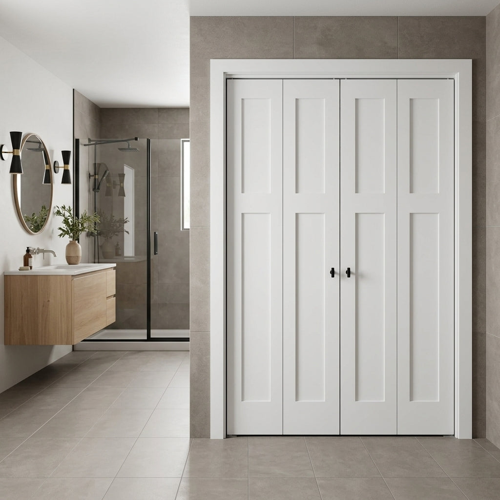 Craftsman Bi-Fold Primed MDF Interior Double Closet Door