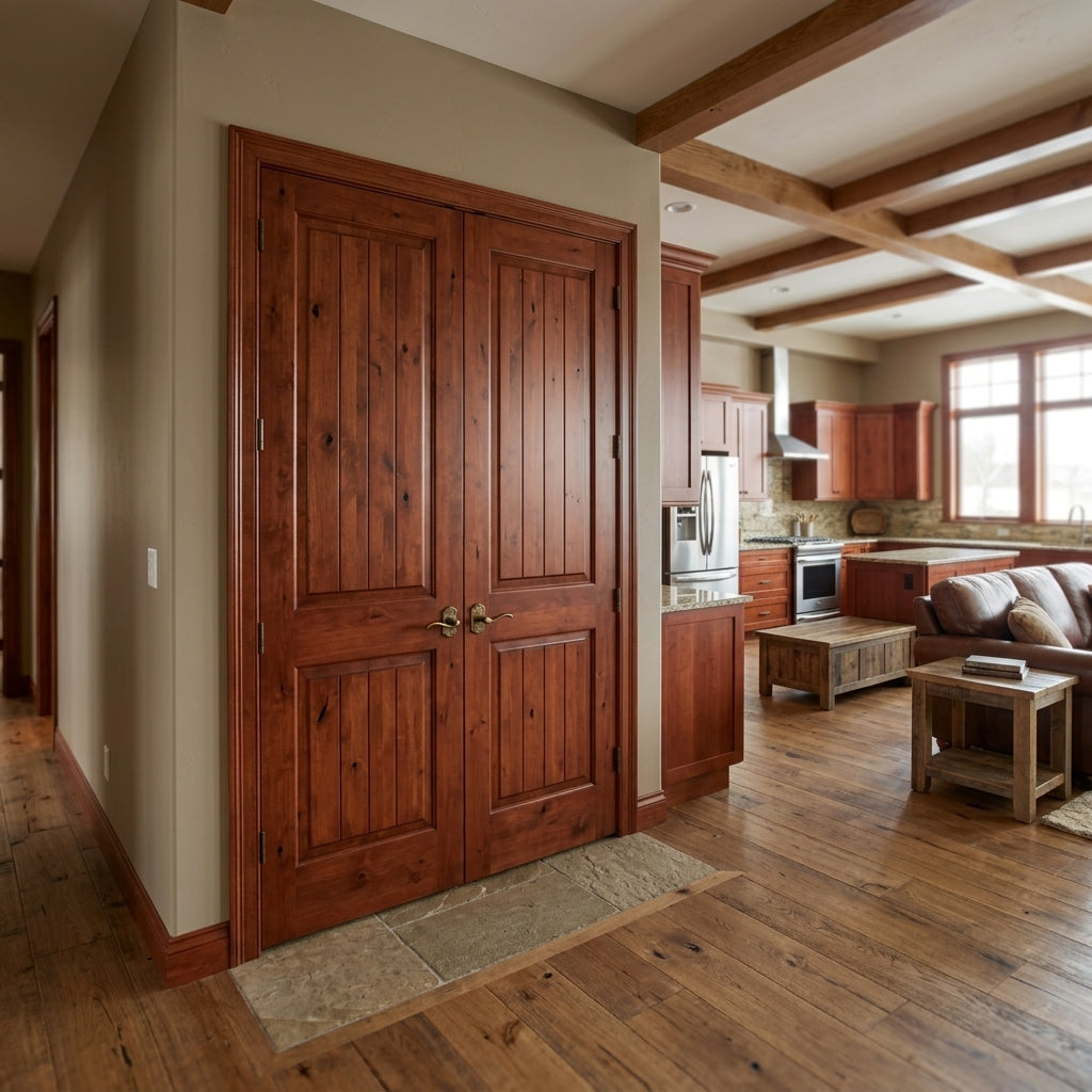 Knotty Alder Square-Top V-Groove Double Door | Krosswood