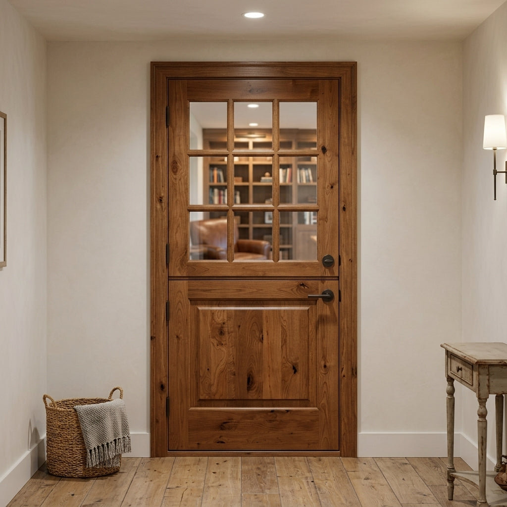 Farmhouse Knotty Alder 9-Lite Glass Interior Dutch Door
