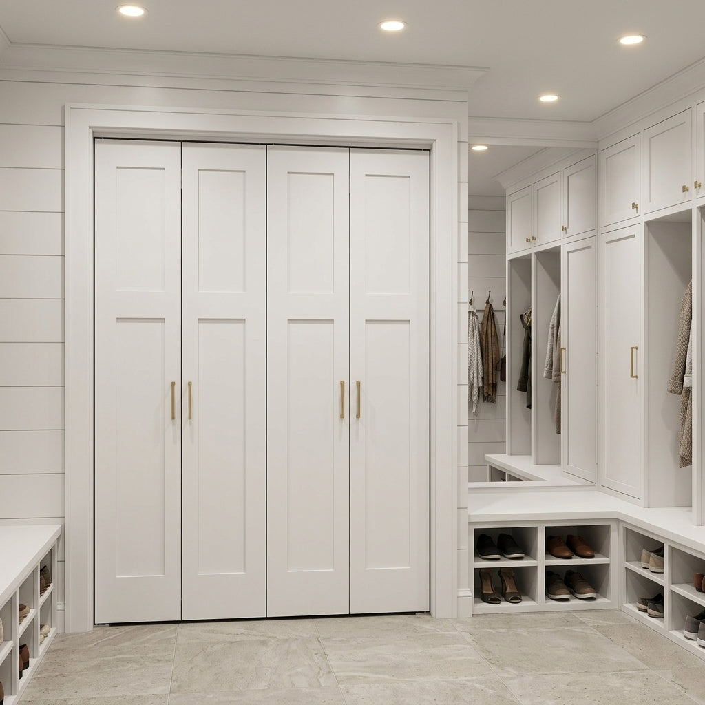 Craftsman 2-Panel Primed MDF Bifold Double Door | Krosswood