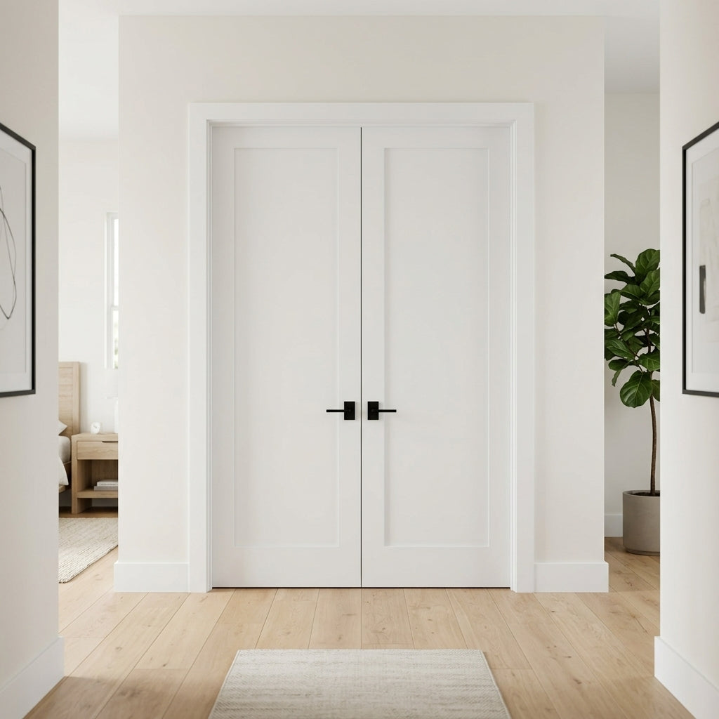 1-Panel Shaker Solid Core MDF Interior Double Door | Krosswood
