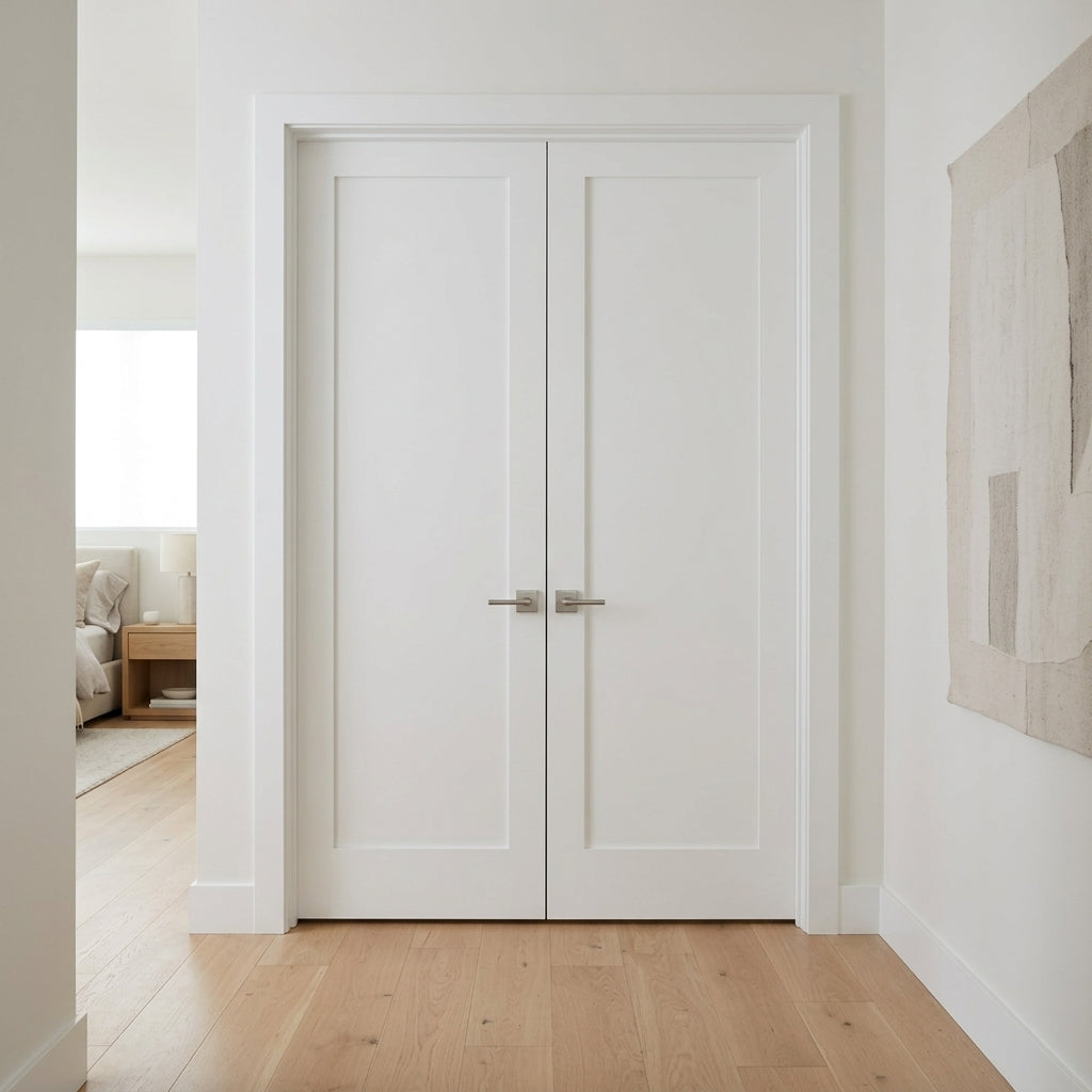 1-Panel Shaker Solid Core MDF Interior Double Door | Krosswood