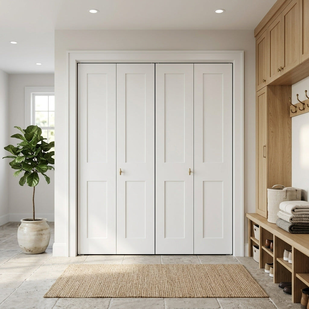 Shaker 2-Panel Solid Core MDF Bifold Double Closet Door