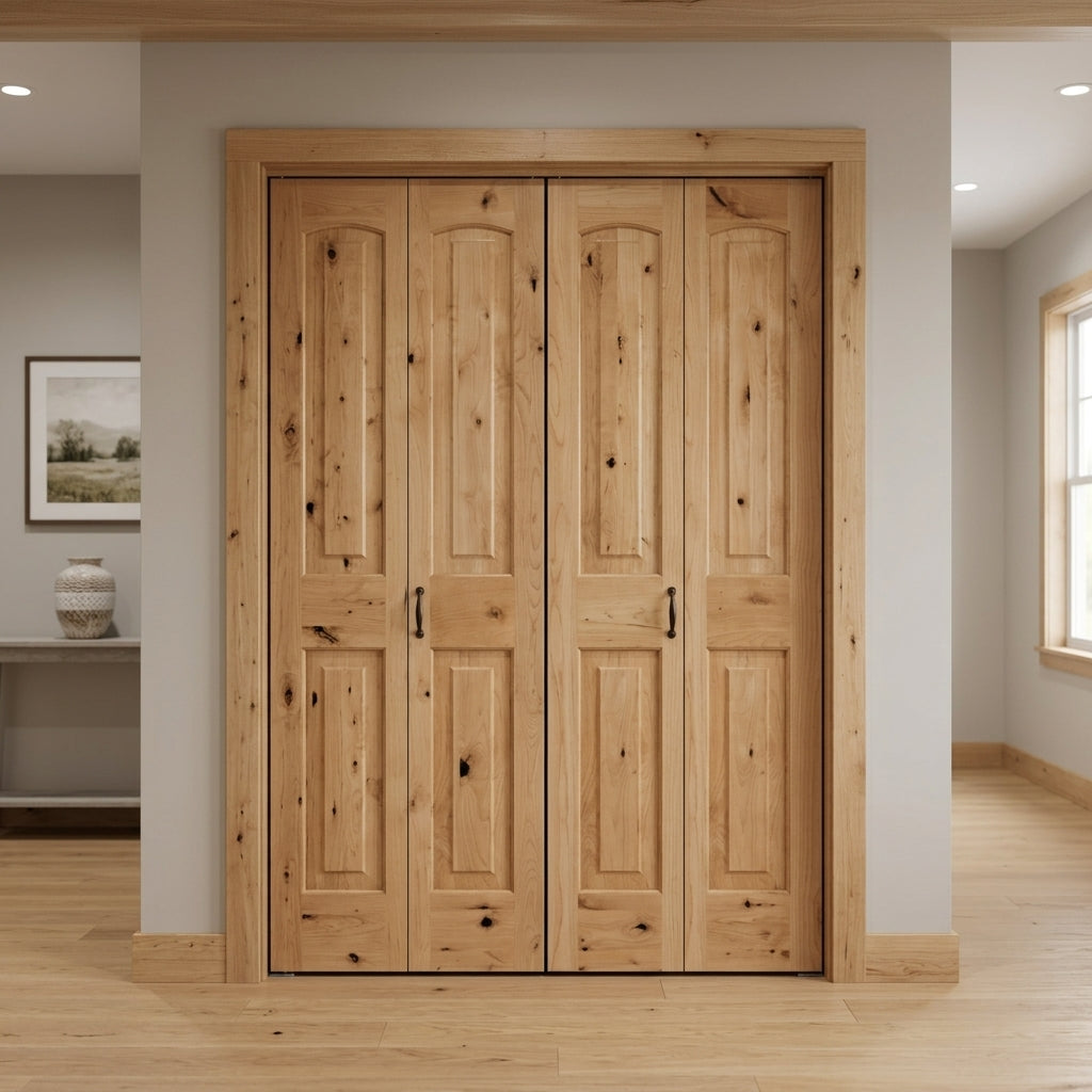 Farmhouse Knotty Alder Arch-Top Bifold Double Door | Krosswood