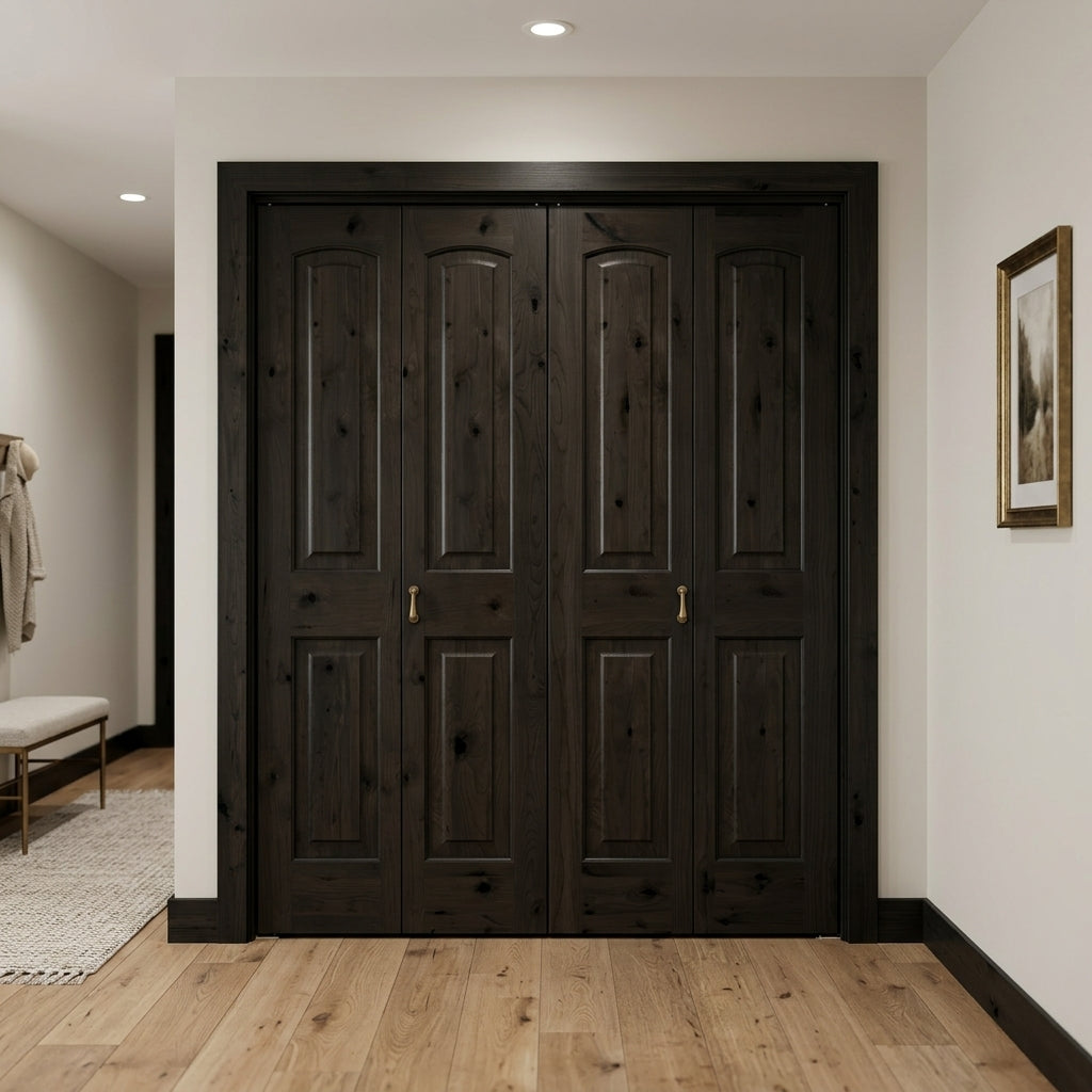 Farmhouse Knotty Alder Arch-Top Bifold Double Door | Krosswood