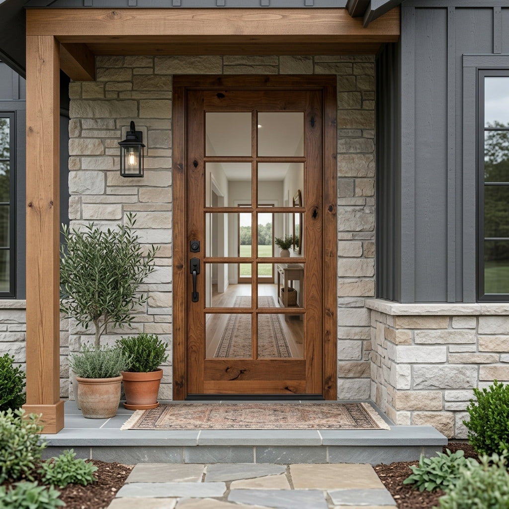 Krosswood Doors | French Knotty Alder 10-Lite Clear Glass Exterior