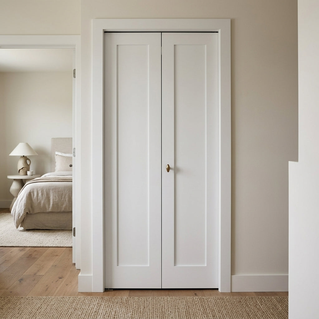 Shaker 1-Panel Solid Core MDF Bifold Closet Door | Krosswood